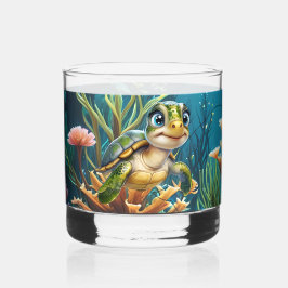 Unterwasserabenteuer mit der fröhlichen Schildkröt Whiskyglas