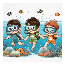 Unterwasserabenteuer mit Freunden Fotodruck