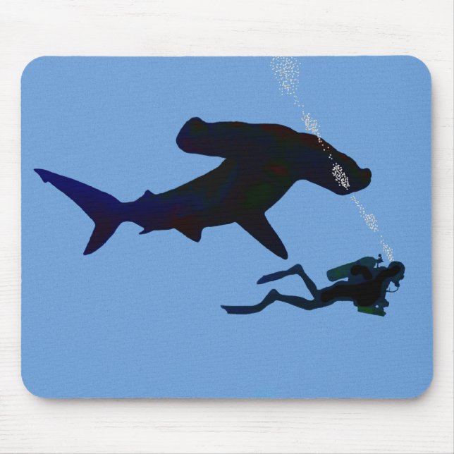 UNTERWASSERATEMGERÄT-Haifisch-Mausunterlage Mousepad (Vorne)