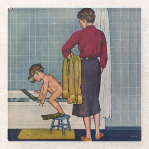 Unterwasseratemgerät in der Wanne Glasuntersetzer