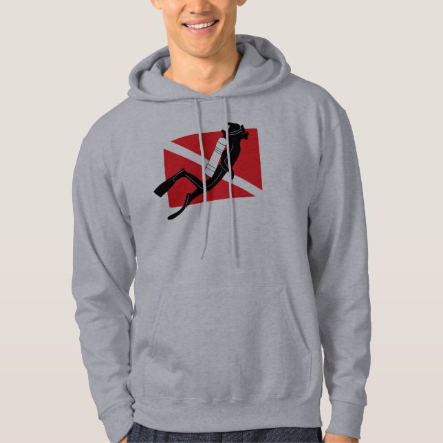 UNTERWASSERATEMGERÄT Tauchen-Flagge mit männlichem Hoodie (Vorderseite)