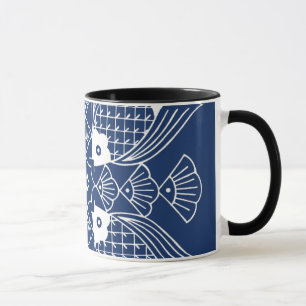 Unterwasserfisch-Entwurf mit blauem Hintergrund Tasse