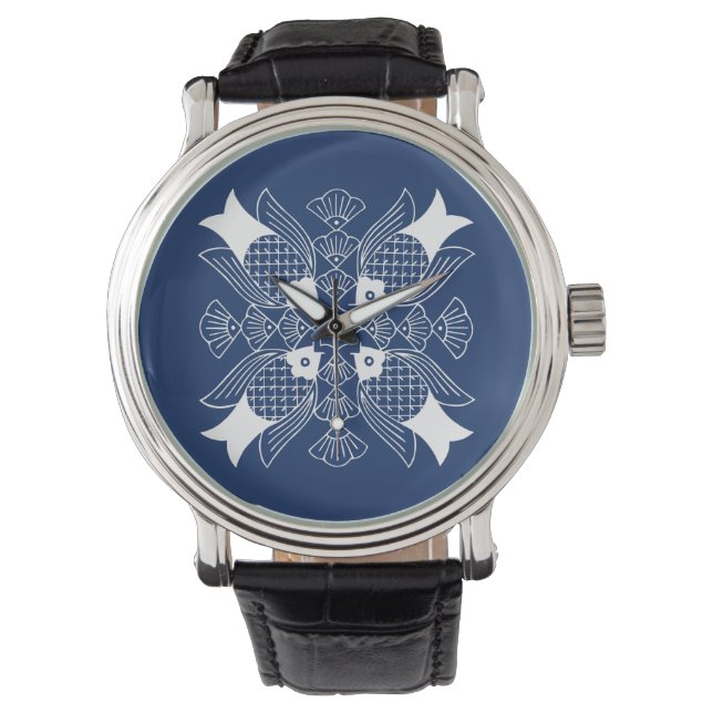 Unterwasserfischdesign mit blauem Hintergrund Armbanduhr (Vorderseite)