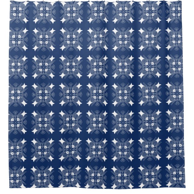 Unterwasserfischdesign mit blauem Hintergrund Duschvorhang (Vorderseite)