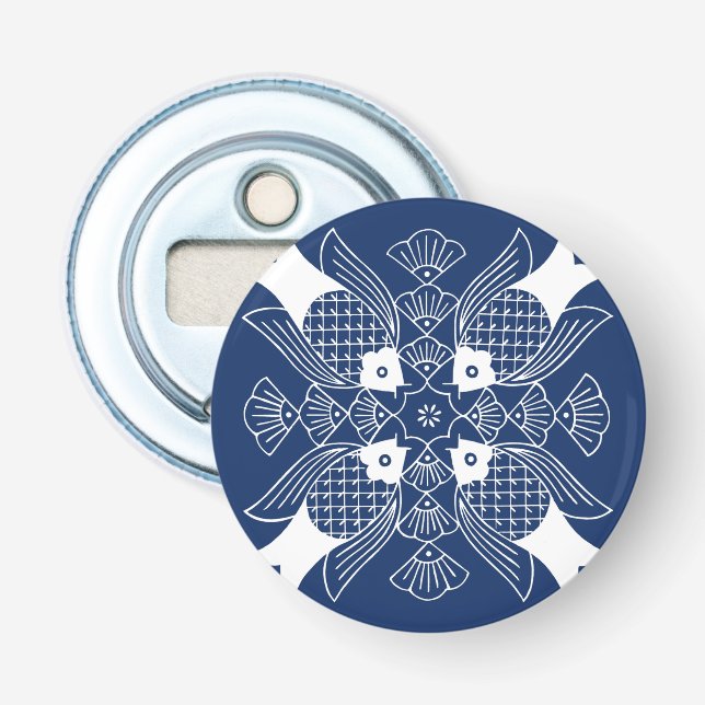 Unterwasserfischdesign mit blauem Hintergrund Flaschenöffner (Vorderseite)