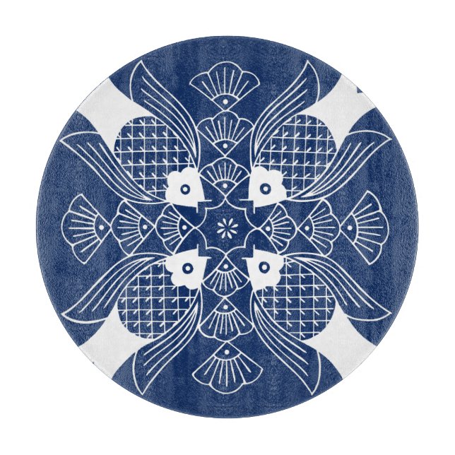 Unterwasserfischdesign mit blauem Hintergrund Schneidebrett (Vorderseite)