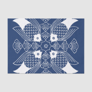 Unterwasserfischdesign mit blauem Hintergrund Seidenpapier