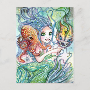 Unterwasserfreunde - Meerjungfrau Art Postkarte