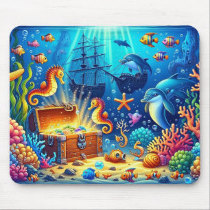Unterwasserkorallenriff, Meereswelt und Schatztruh Mousepad