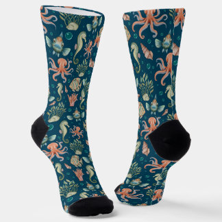 Unterwasserkreaturen auf blau socken