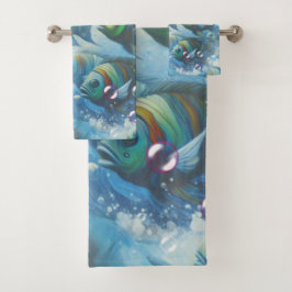 Unterwasserkunst von Fischen & Korallen in Acrylfa Badhandtuch Set