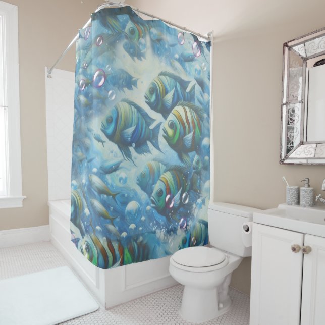 Unterwasserkunst von Fischen & Korallen in Acrylfa Duschvorhang (Beispiel)