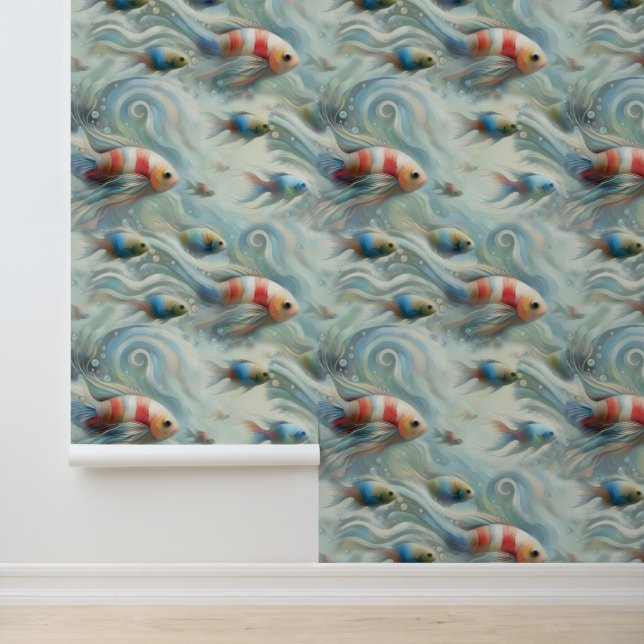Unterwasserkunst von Fischen & Korallen in Acrylfa Tapete (Anwendung)