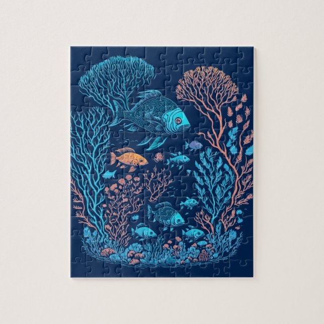 Unterwasserlandschaft farbenfrohe Fische und Koral (Vertikal)