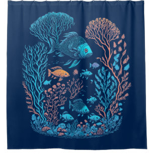 Unterwasserlandschaft farbenfrohe Fische und Koral Duschvorhang