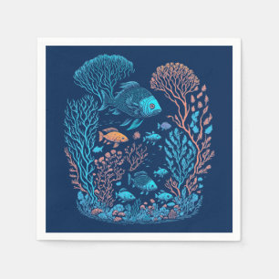 Unterwasserlandschaft farbenfrohe Fische und Koral Serviette