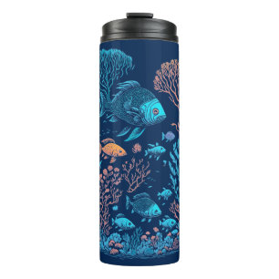 Unterwasserlandschaft farbenfrohe Fische und Koral Thermosbecher