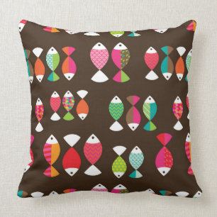 Unterwassermuster 2 der abstrakten retro Fische Kissen