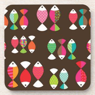 Unterwassermuster 2 der abstrakten retro Fische Untersetzer