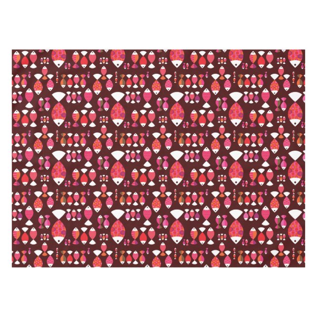Unterwassermuster der abstrakten retro Fische Tischdecke (Vorderseite (Horizontal))