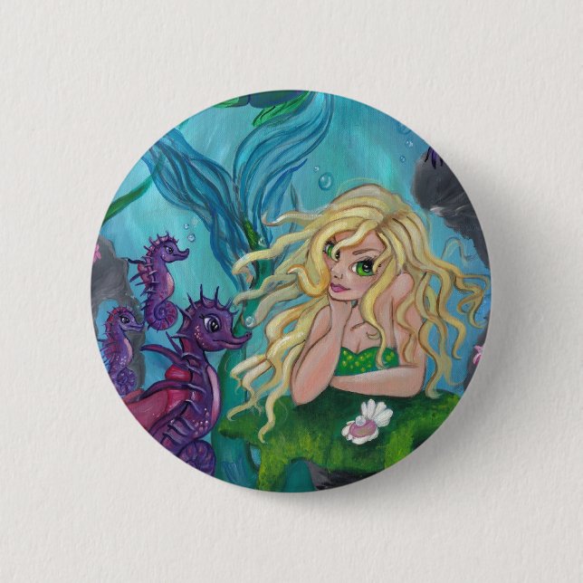 "Unterwasserschatz-" Meerjungfrau-Fantasie KNOPF Button (Vorderseite)