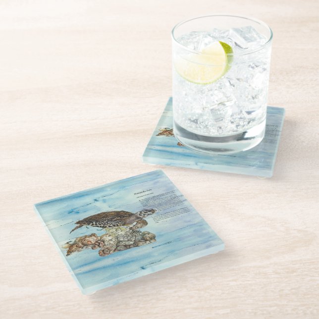 Unterwasserschildkröte Glasuntersetzer (Schrägansicht)