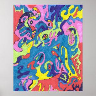 "Unterwasserspielplatz" 16x20 Abstrakte Kunst Poster