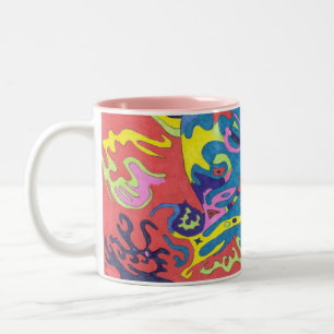 "Unterwasserspielplatz" Abstrakte Kunst Zweifarbige Tasse