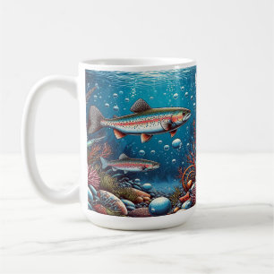 Unterwasserszene mit Forellen Kaffeetasse