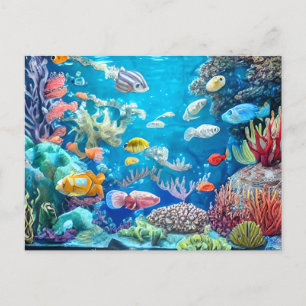 Unterwasserszene mit Funny Fish Postkarte