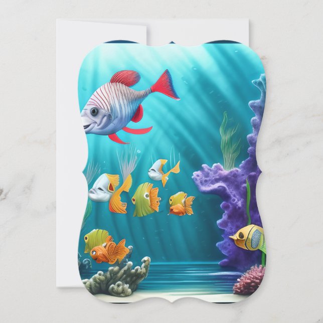 Unterwasserszene mit hyperrealistischem Fisch Mitteilungskarte (Vorderseite)