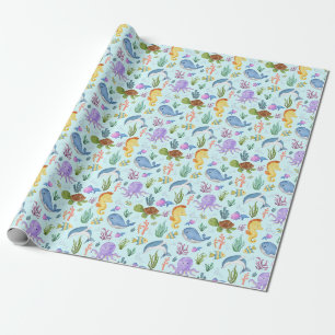 Unterwasserverpackungspapier, Meereslebewesen Geschenkpapier