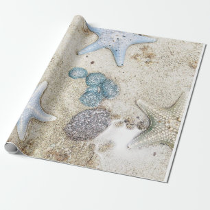 Unterwasserwelt aus farbigen Seesternen, die Papie Geschenkpapier