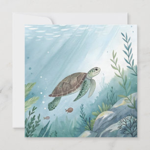 Unterwasserwelt mit Schildkröte Einladung