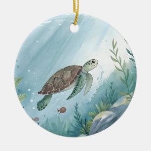 Unterwasserwelt mit Schildkröte Keramik Ornament