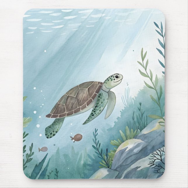 Unterwasserwelt mit Schildkröte Mousepad (Vorne)