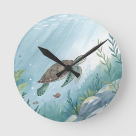 Unterwasserwelt mit Schildkröte Runde Wanduhr