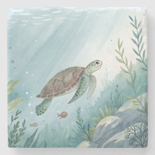 Unterwasserwelt mit Schildkröte Steinuntersetzer