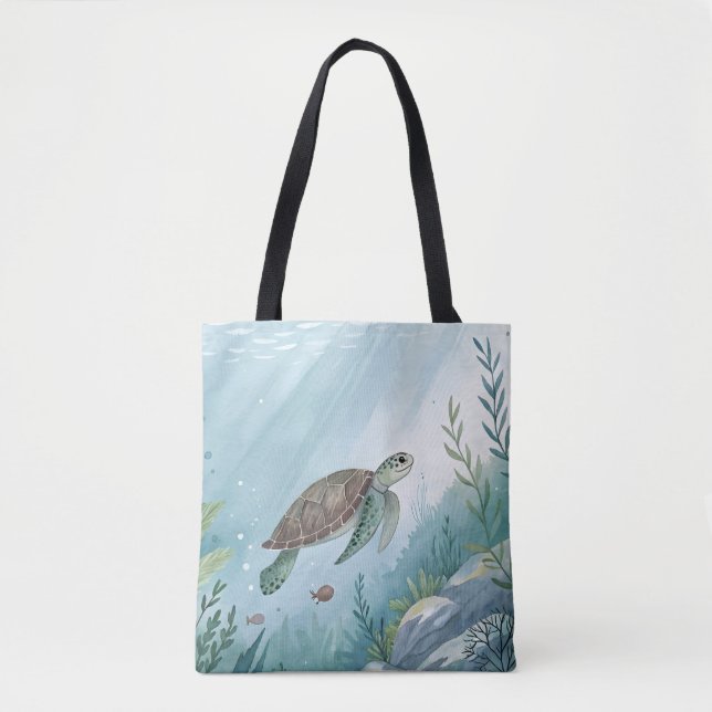 Unterwasserwelt mit Schildkröte Tasche (Vorderseite)