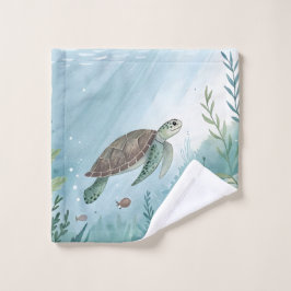 Unterwasserwelt mit Schildkröte Waschlappen