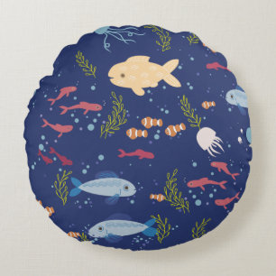 Unterwasserwelt Rundes Kissen