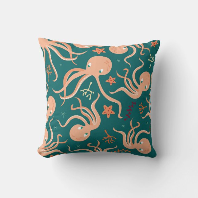 Unterwasserwunder: Octopus Starfish Dance Kissen (Vorderseite)