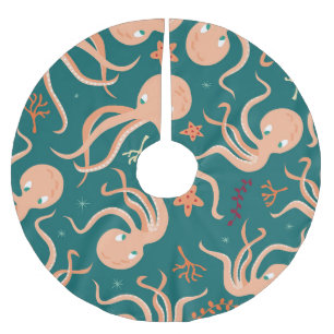 Unterwasserwunder: Octopus Starfish Dance Polyester Weihnachtsbaumdecke