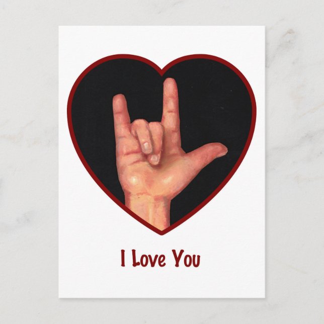 UNTERZEICHNEN SPRACHE I LIEBE SIE HERZEN, HAND POSTKARTE (Vorderseite)