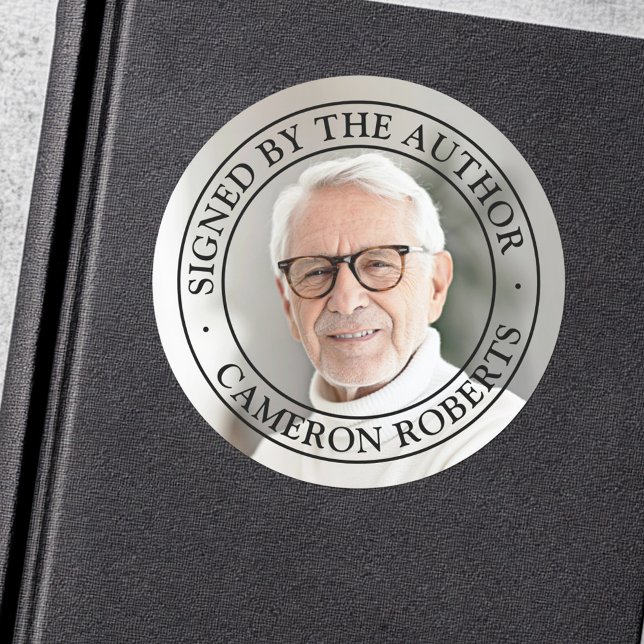 Unterzeichnet durch den Autor voll Foto elegant Runder Aufkleber (Signed by the author full photo elegant classic round sticker)