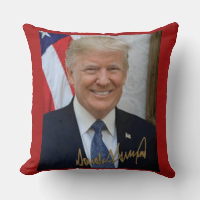 UNTERZEICHNET VON PRÄSIDENT TRUMP /BEHANDELN SIE N KISSEN (Vorderseite)