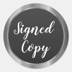 Unterzeichnete Copy Writer Metallic Silver Round A Runder Aufkleber