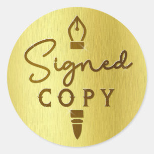 Unterzeichnete Kopie Autor Buch Signierung Gold Br Runder Aufkleber