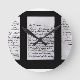 Unterzeichneter Brief, 1887 (Feder auf Papier) Runde Wanduhr