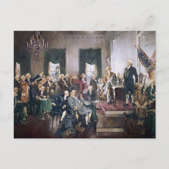 Unterzeichnung der US-Verfassung durch Christy Postkarte (Vorderseite)